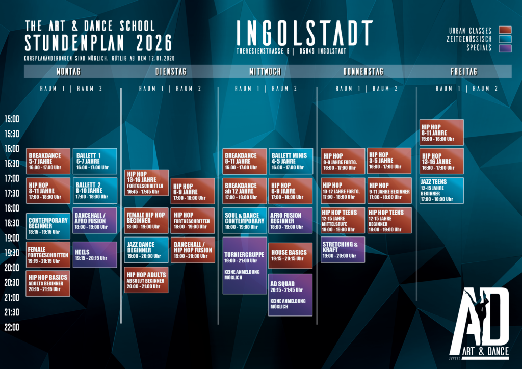Kursplan Ingolstadt Art & Dance