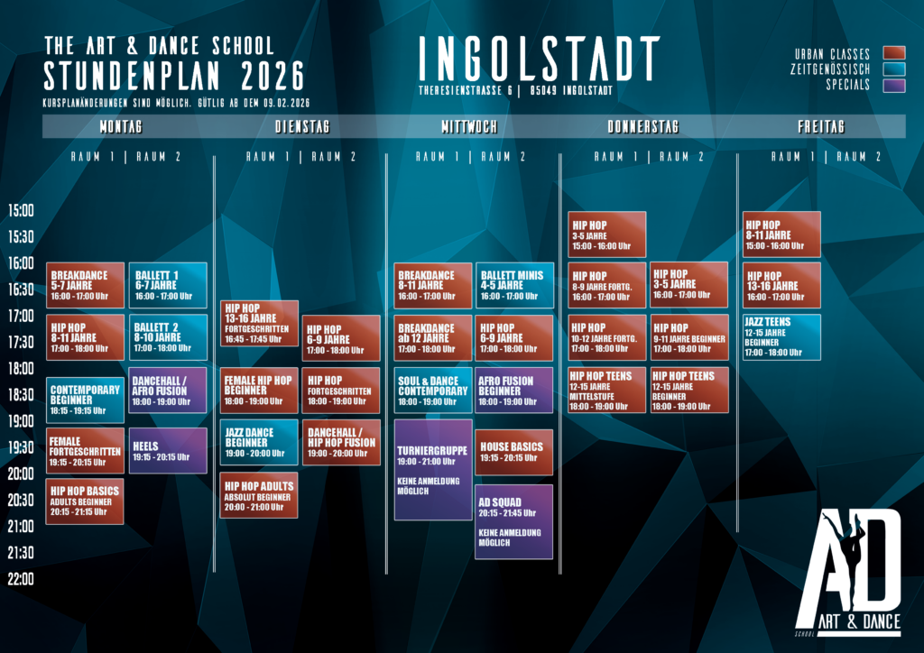 Kursplan Tanzschule Ingolsatdt