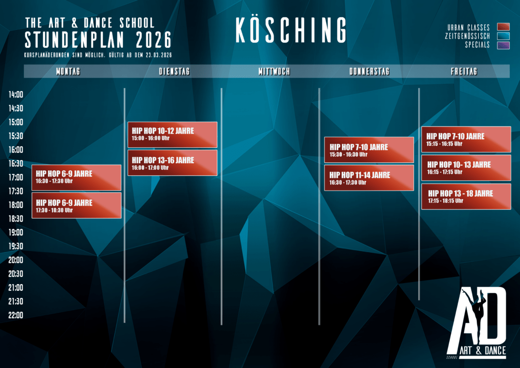 Kursplan Art&Dance Kösching
