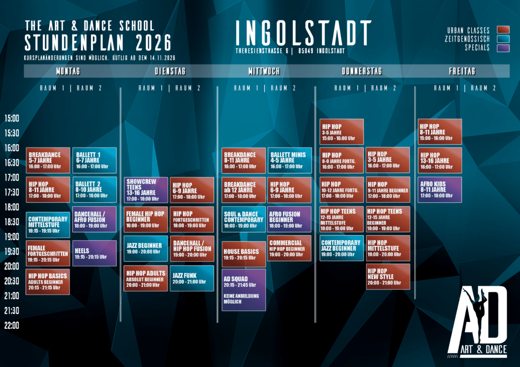 Kursplan Ingolstadt
